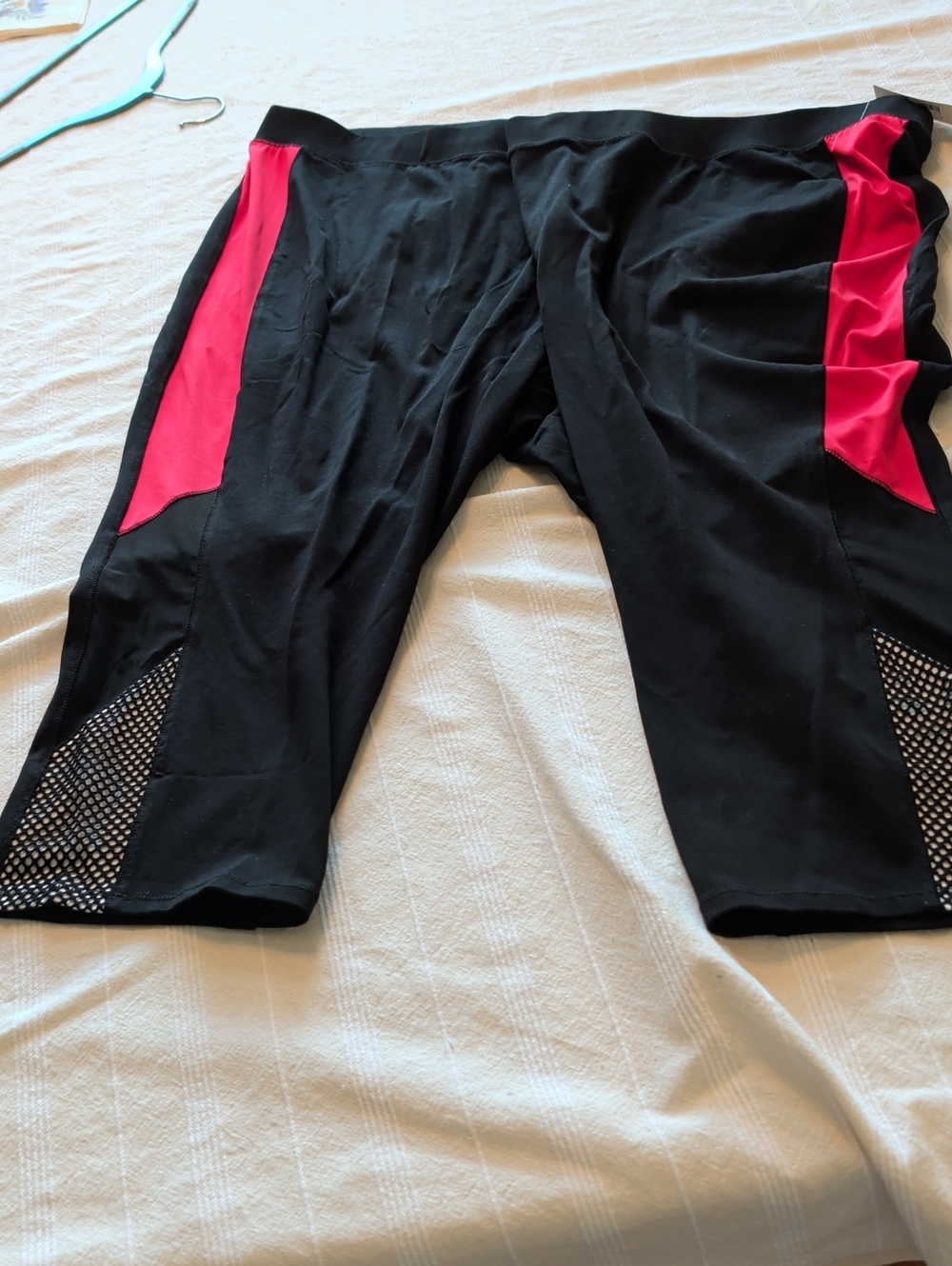 Catherines Black Athletic Capris with Hot Pink Panels